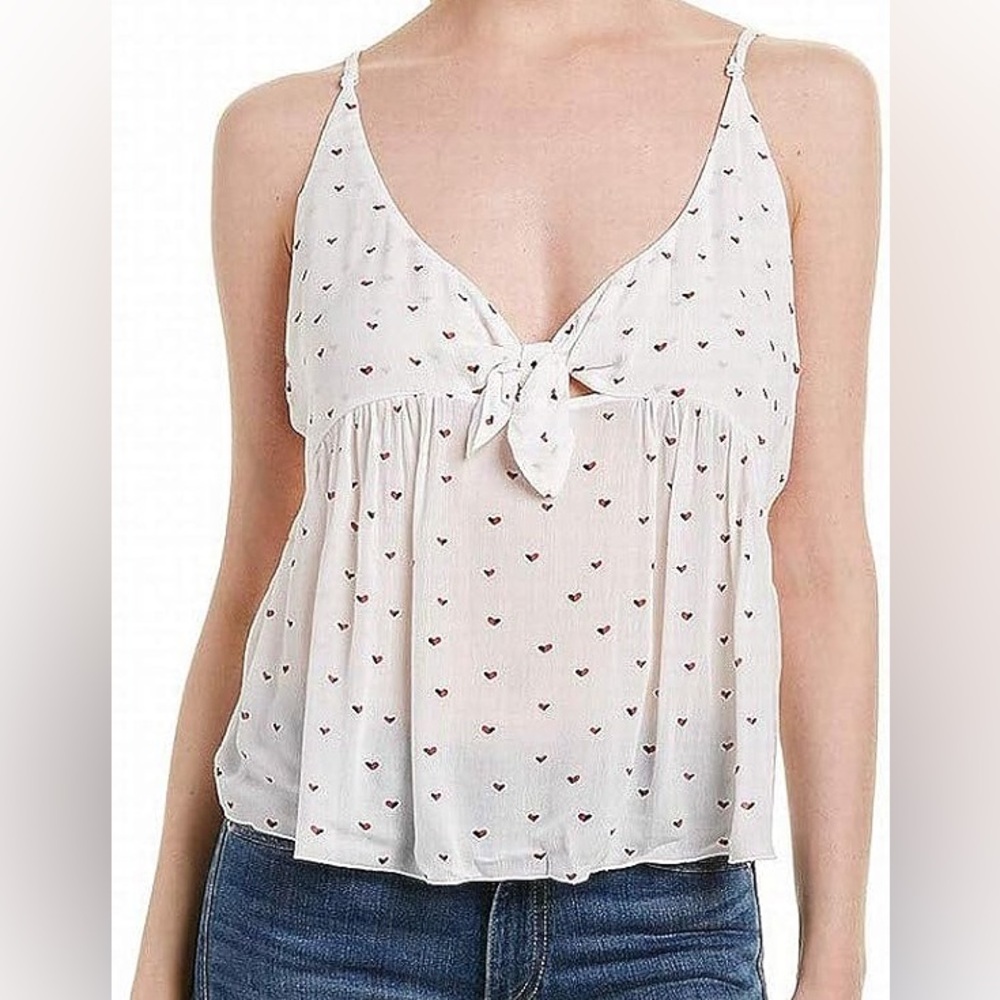 Free People Intimately Womens Riviera Romance Knot Tank Top White Hearts large